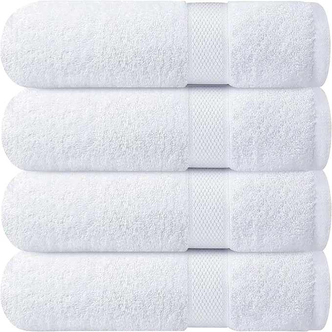Prestigious Infinitee Xclusives Luxury Ring-Spun Cotton White Bath Towels Set of 4 – Functional