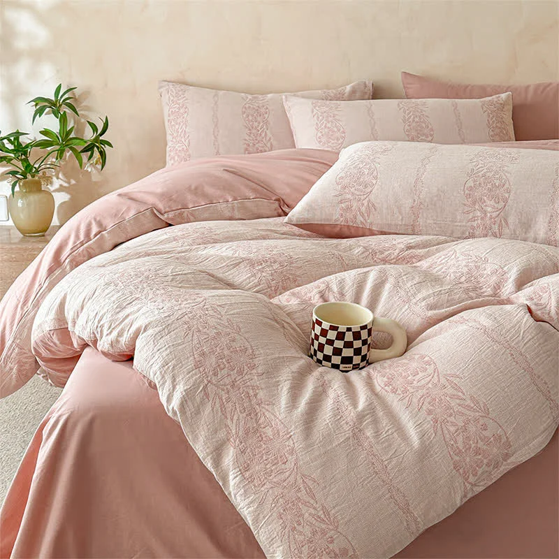 Authentic Ownkoti Yarn-Dyed Jacquard Cotton Gauze Bedding Set 4PCS Secure