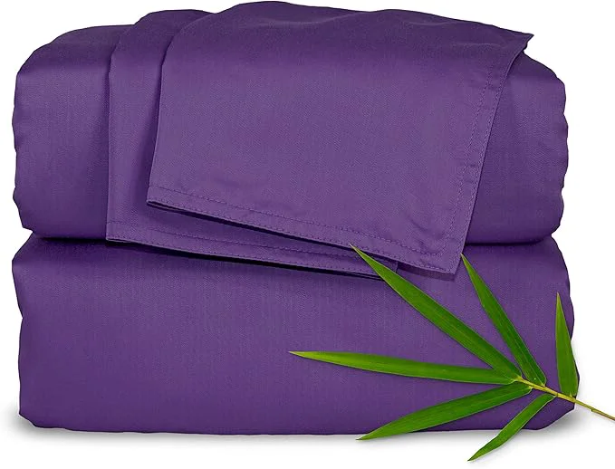 Casual Pure Bamboo Queen Sheets Organic Viscose Derived from Bamboo Bed Sheet Set Luxuriously Soft amp Cooling Double Stitching 2 Year Quality Promise Queen Purple Convenient