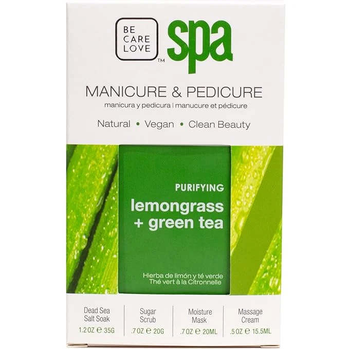 Artisan Lemongrass Green Tea 4-in-1 Manicure Pedicure Spa Set – Exfoliate Hydrate Easy-to-Use