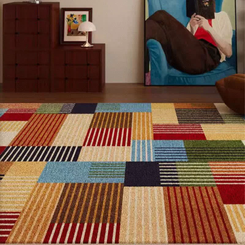 Premium Ownkoti Striped Patchwork Geometric Area Rug Clean