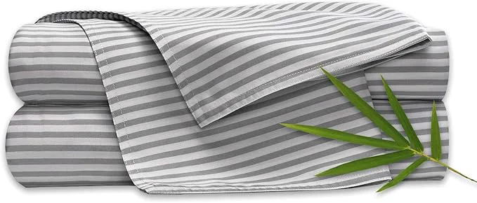 Outstanding Pure Bamboo Twin Sheets Organic Viscose Derived from Bamboo Bed Sheet Set Luxuriously Soft amp Cooling Double Stitching 2 Year Quality Promise Twin Stripes Prestigious