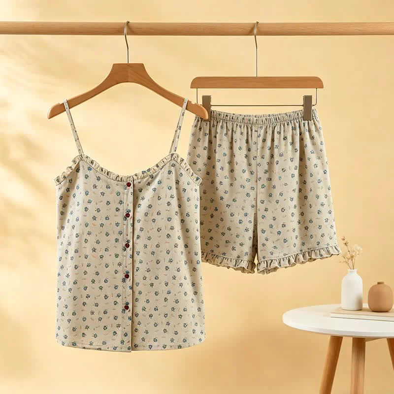 Outstanding Ownkoti Blue Floral Cotton Ruffle Women 39 s Pajamas Original