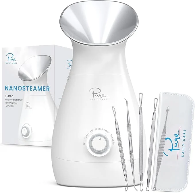Efficient Pure Daily Care NanoSteamer Large 3-in-1 Nano Ionic Facial Steamer Secure