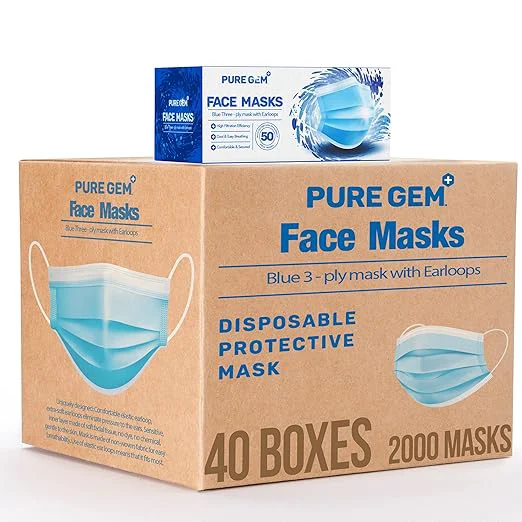 Classic 3-Ply Disposable Face Masks Soft on Skin Pack of Blue Masks Trendy