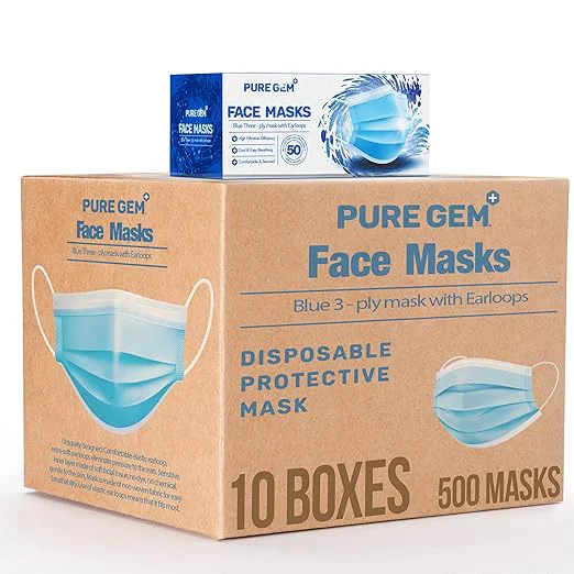 Powerful 3-Ply Disposable Face Masks Soft on Skin Pack of Blue Masks High-Grade