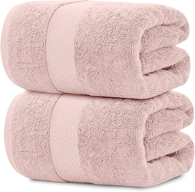 Safe White Classic Pink 650 GSM Cotton Bath Sheet Towel World-Class
