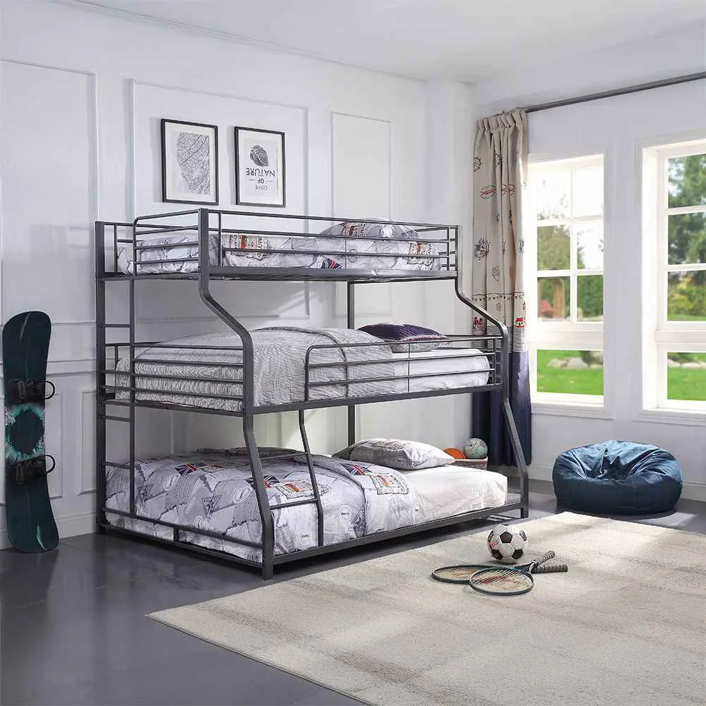 Functional Caius II – Twin Over Full Queen Bunk Bed – Gunmetal Reliable