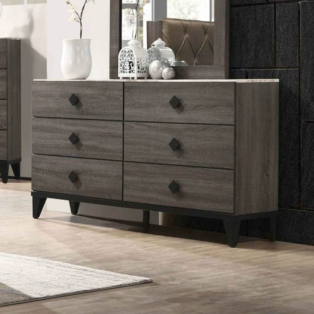 Enhanced Avantika – Dresser – Faux Marble Top amp Rustic Gray Oak Secure