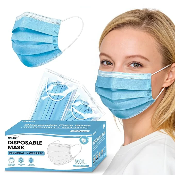 Efficient 50pcs Individually Wrapped Masks 3 Ply Breathable Face Mask Fashionable