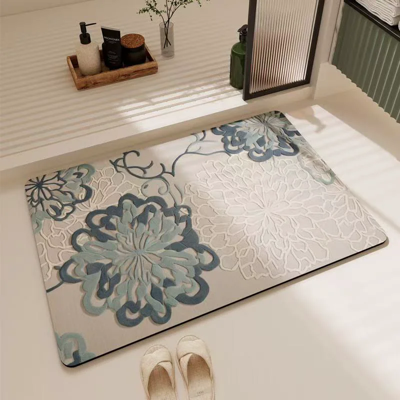 Authentic Ownkoti Floral Embossed Soft Non-Slip Bathroom Rug Classic