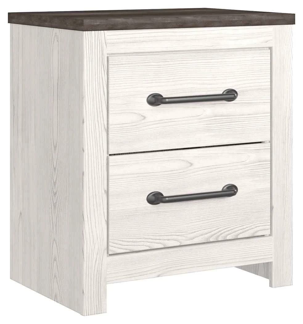 World-Class Gerridan – Two Drawer Night Stand – White Gray Soft