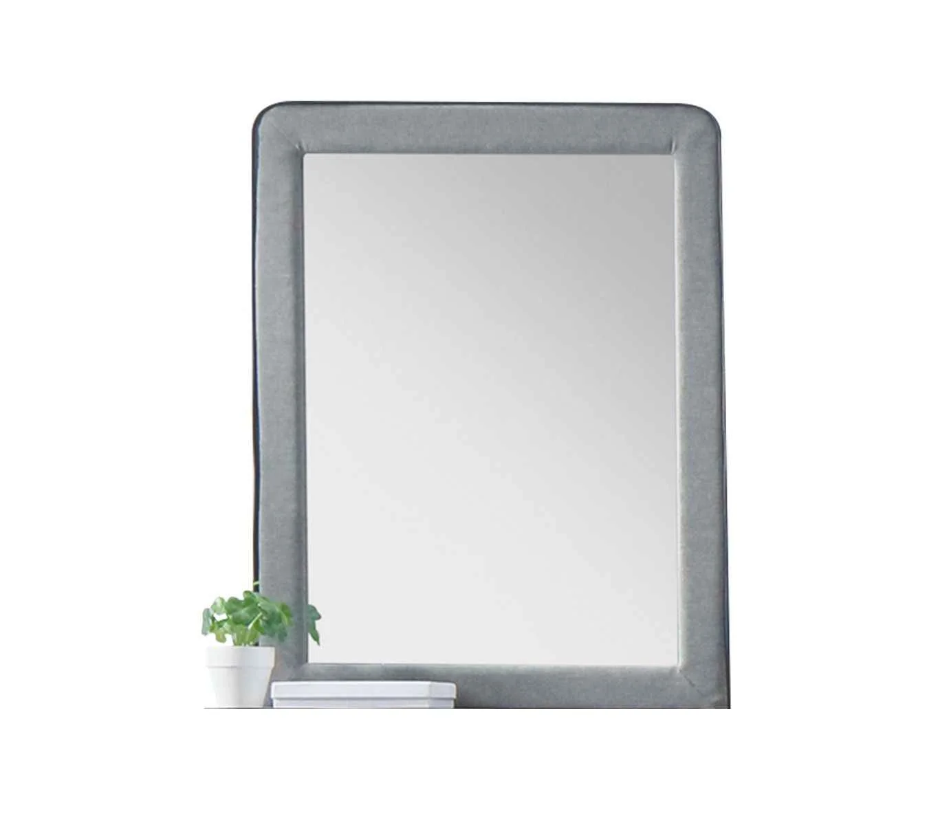 Classic Valda – Mirror – Light Gray Fabric Traditional