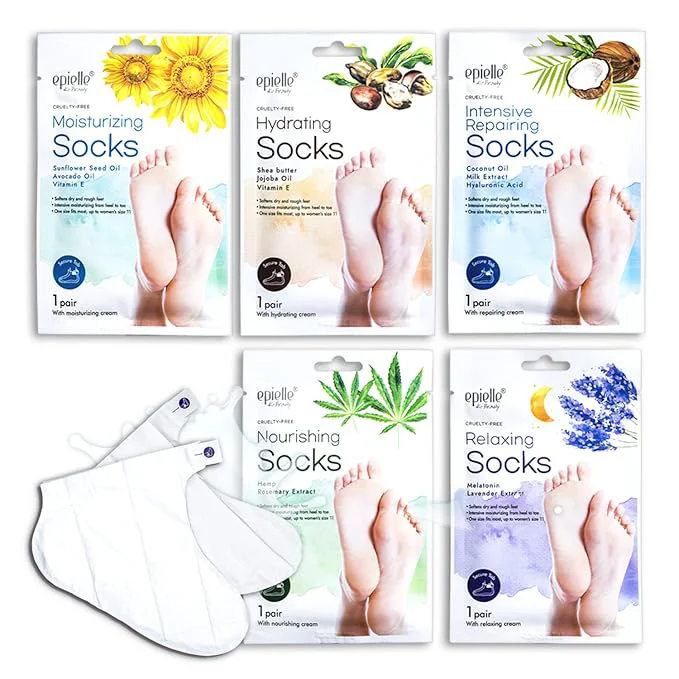 Fast Epielle Assorted Foot Mask 5 Pairs Deep Moisturizing Socks High-End