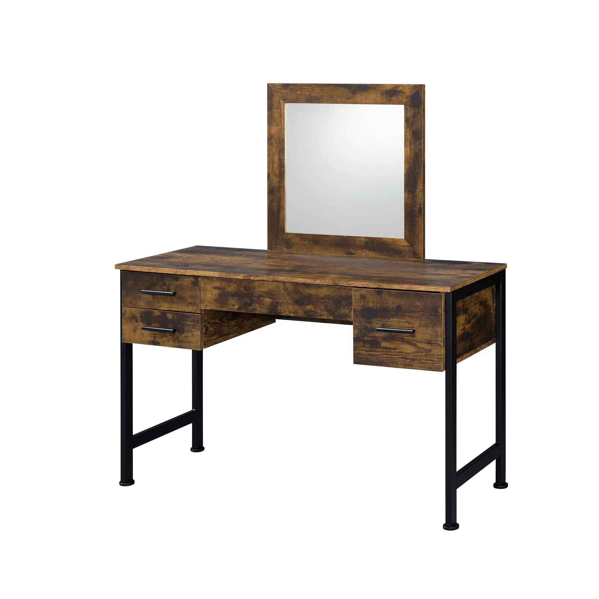 Long-Lasting Juvanth – Vanity Desk amp Mirror – Rustic Oak amp Black Comfortable