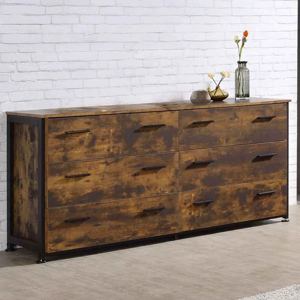 Stylish Juvanth – Dresser – Rustic Oak amp Black Smart