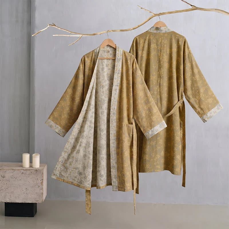 Top-Quality Ownkoti Cotton Reversible Floral Kimono Robe Sustainable