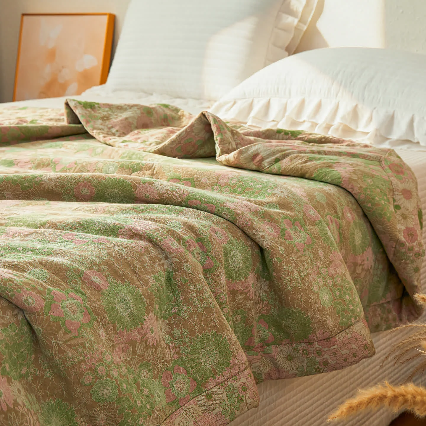 Trusted Ownkoti Yarn-Dyed Boho Floral Jacquard Muslin Quilt Powerful