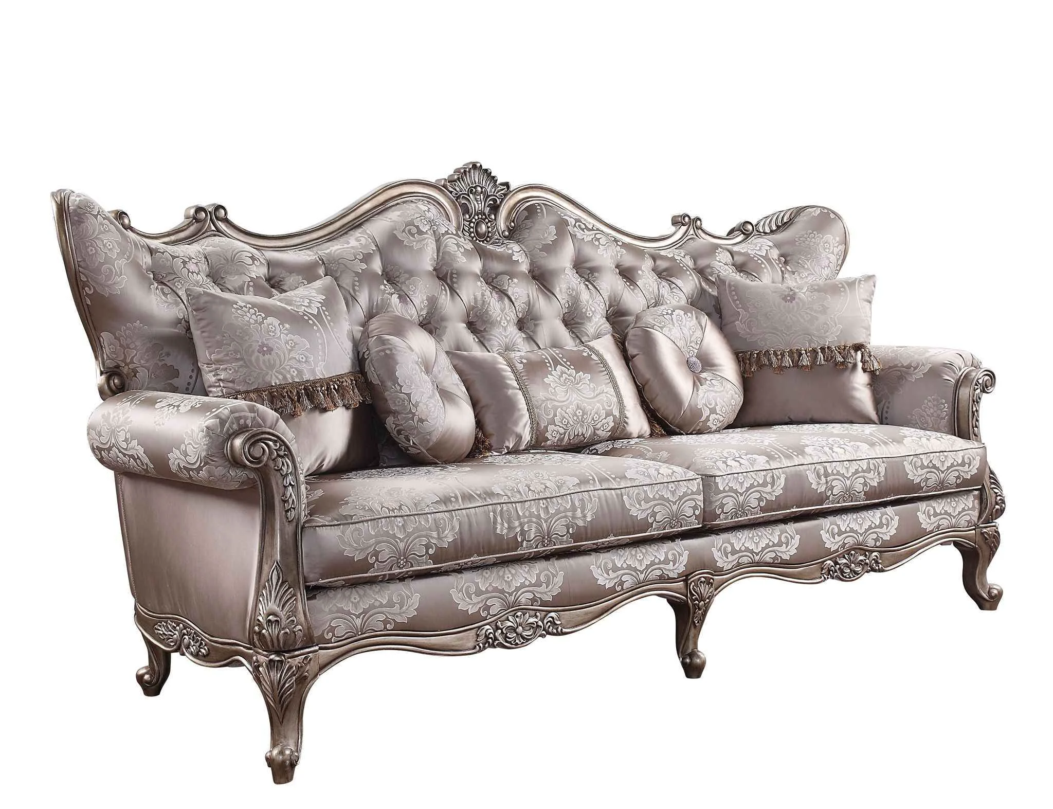 Superior Jayceon – Sofa With 5 Pillows – Fabric amp Champagne Solid
