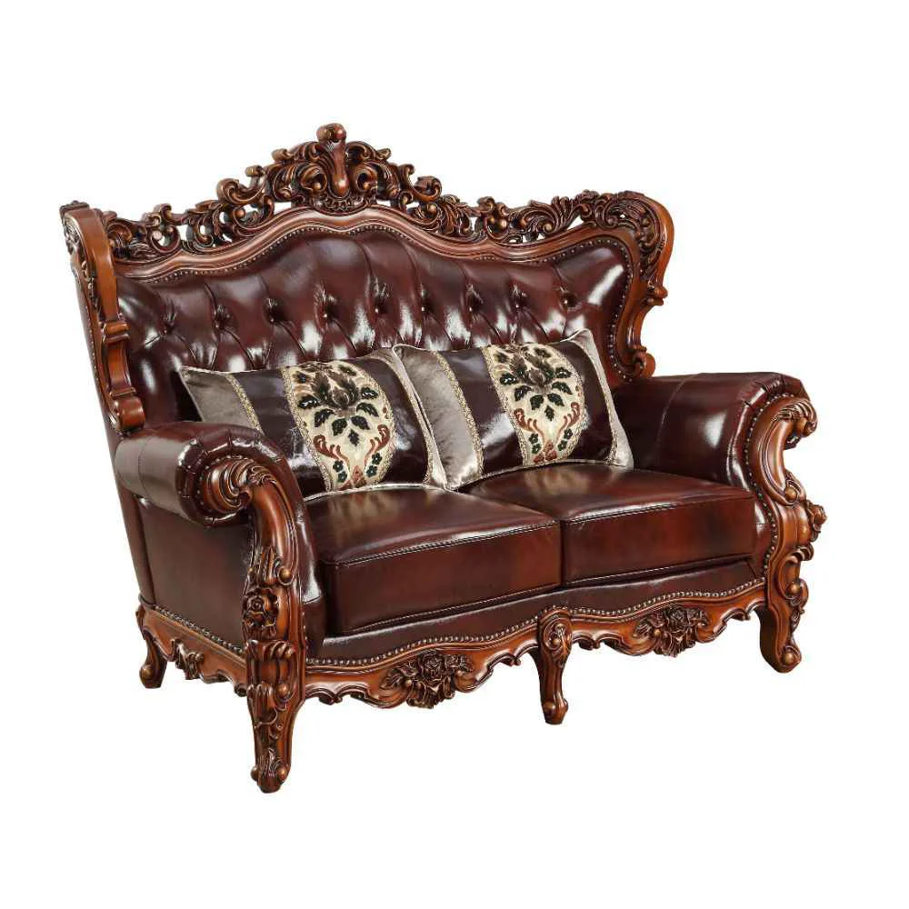 Sophisticated Eustoma – Loveseat – Cherry Top Grain Leather Match amp Walnut Practical