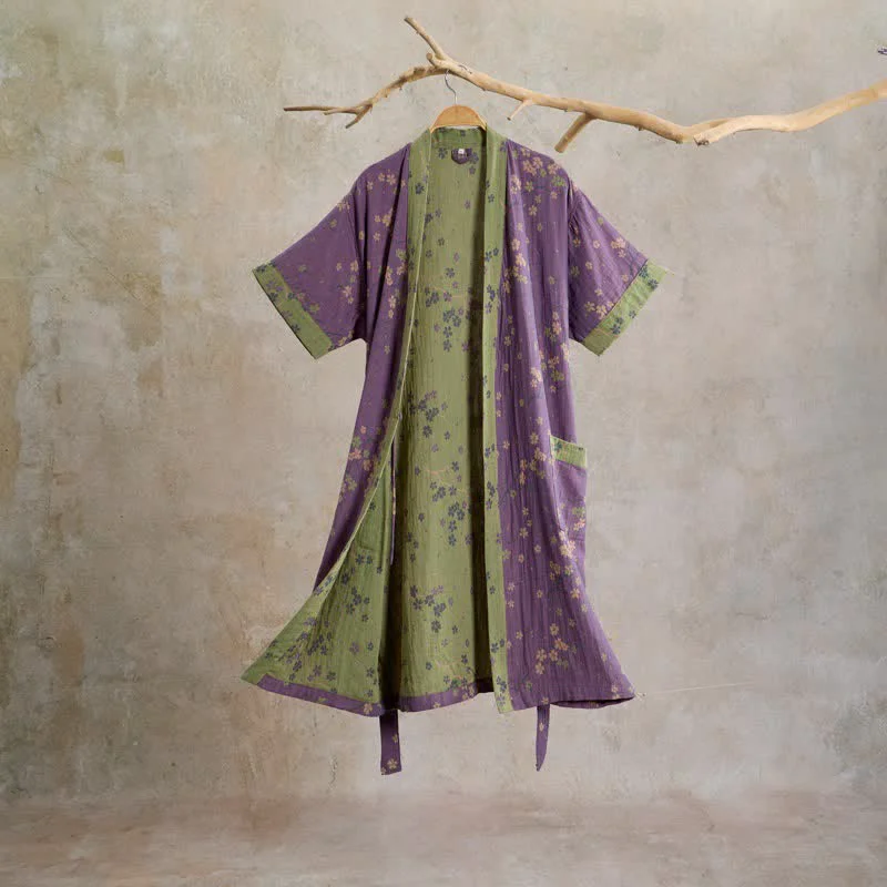 Effective Ownkoti Kimono Style Short Sleeve Muslin Bathrobe Stylish