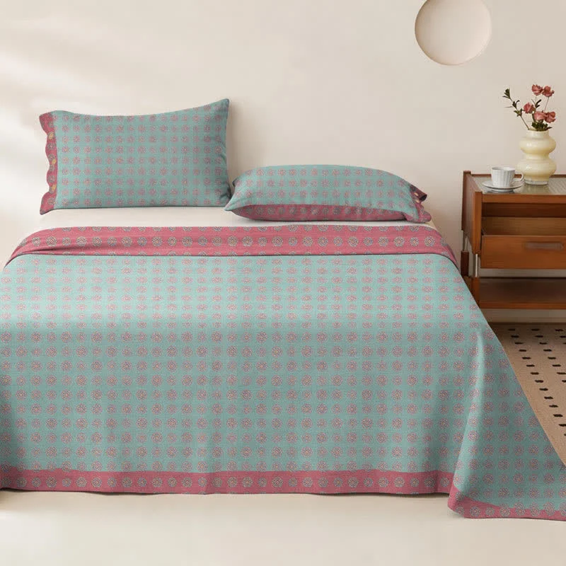 Soft Ownkoti Vintage Pattern Cotton Double Gauze Bedspread User-Friendly