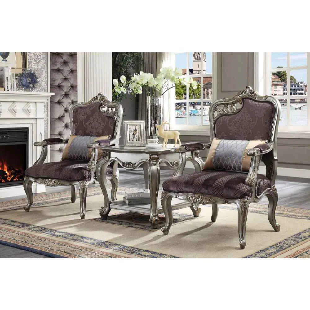 Unique Picardy – Chair With Pillow Rf Leaf – Velvet amp Antique Platinum Dependable