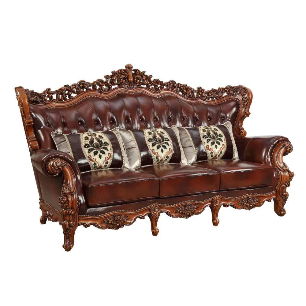 Unique Eustoma – Sofa – Cherry Top Grain Leather Match amp Walnut Classic