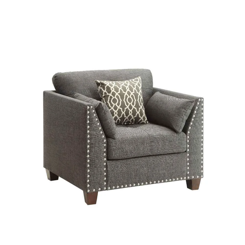 Superior Laurissa – Chair With 3 Pillows – Light Charcoal Linen Fashionable