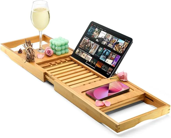 Clean Luxury Foldable Bathtub Tray Caddy Specialty