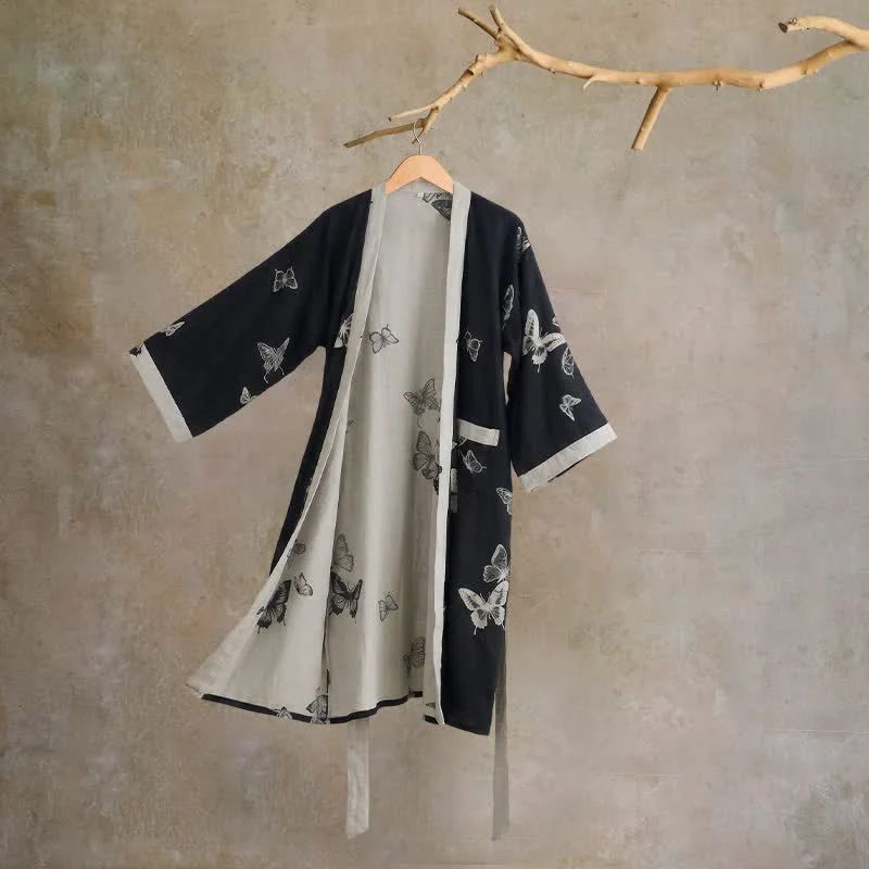 Enhanced Ownkoti Butterfly Pure Cotton Kimono Robe Prestigious