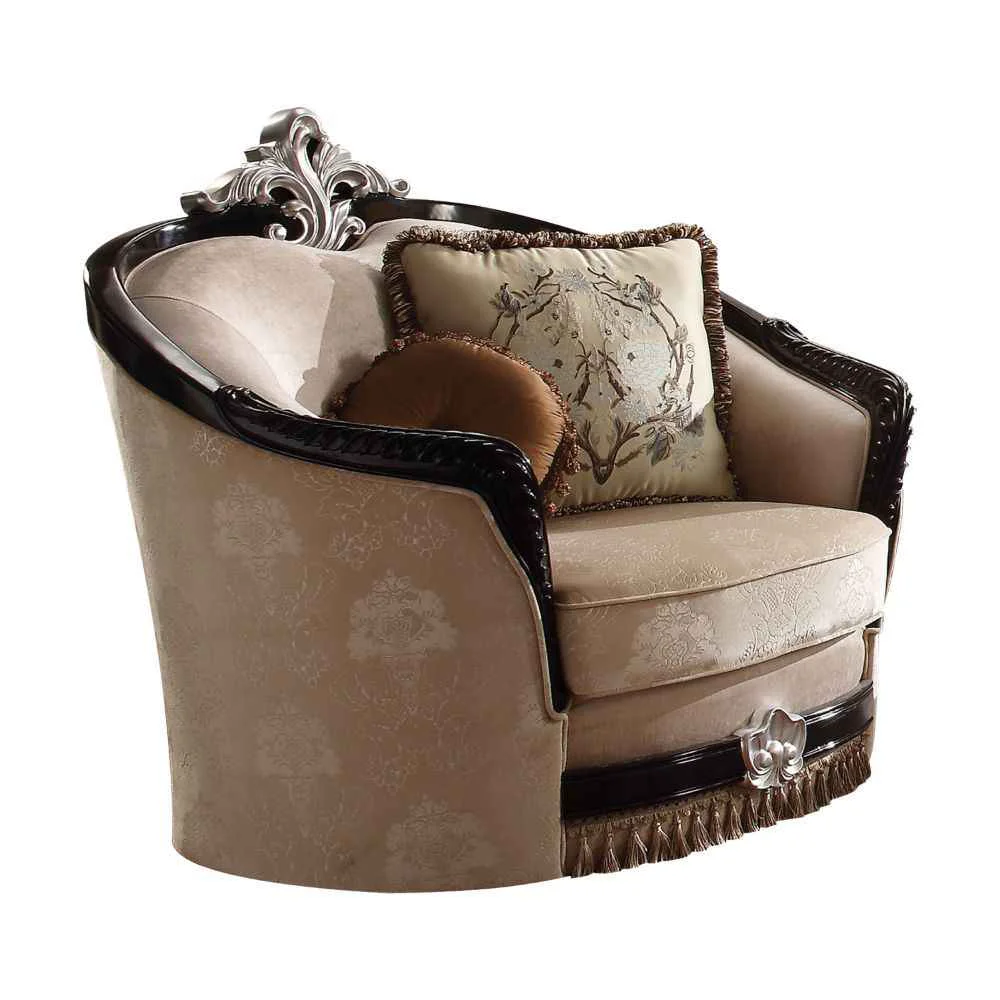 Sophisticated Ernestine – Chair With 2 Pillows – Tan Fabric amp Black Comfortable