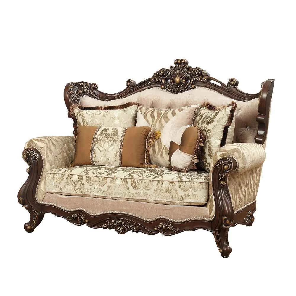 Classic Shalisa – Loveseat With 5 Pillows Same Lv01586 – Fabric amp Walnut First-Class