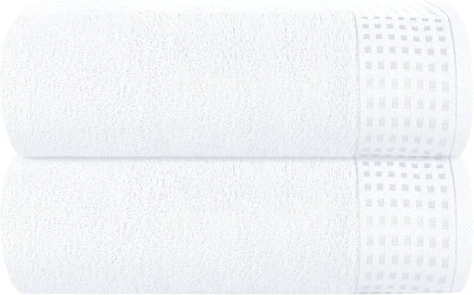 Natural GLAMBURG Cotton 2 Pack Oversized Bath Sheet 35 x 70 Large Bath Sheet Ultra Refined