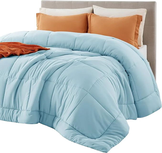 Next-Generation Bedsure Comforter Duvet Insert – Quilted Comforters Queen Size All Season Duvet GentleSoft Down Bedding with 8 Tabs Gifts for Women Men Light Spa Blue Queen 88 x 88 Inches Reliable