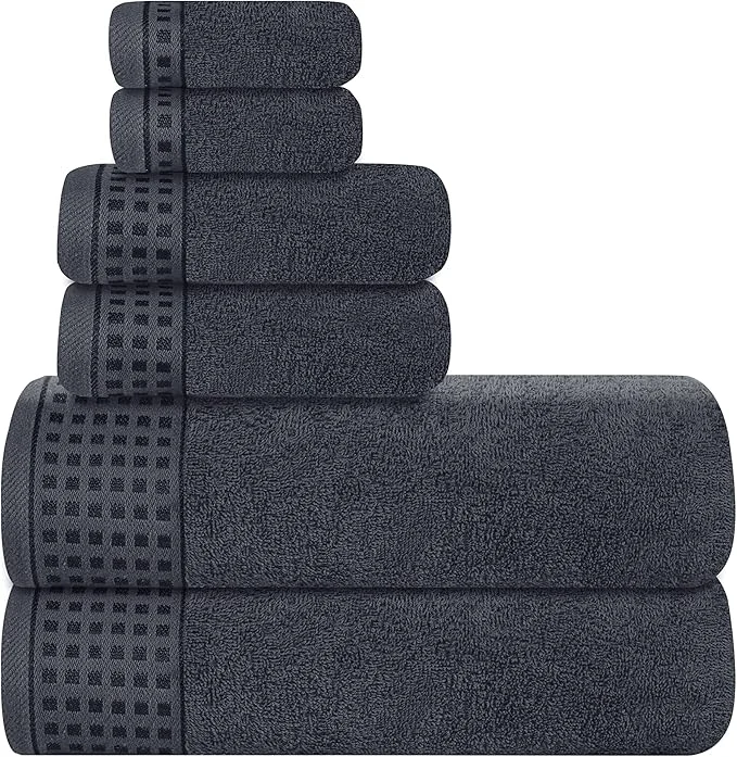 Convenient GLAMBURG Cotton Ultra Soft 6 Pack Towel Set Contains 2 Bath Towels 28×55 Elite