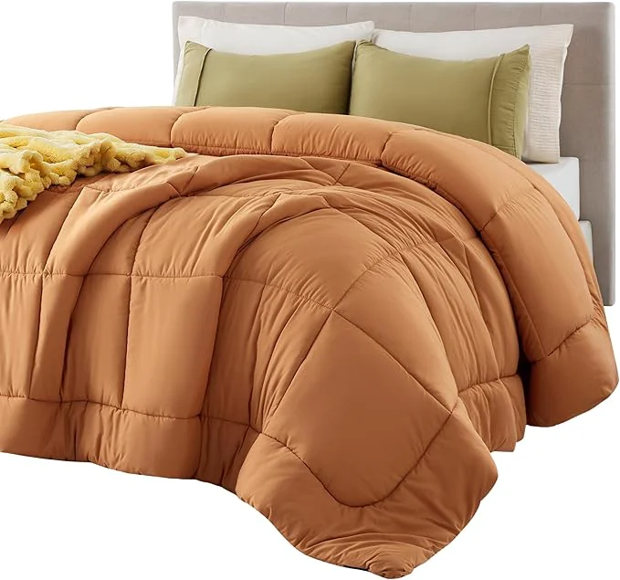 Smart Bedsure Comforter Duvet Insert – Quilted Comforters Twin Size All Season Duvet GentleSoft Down Bedding with 8 Tabs Gifts for Women Men Burnt Orange Twin 88 x 68 Inches Efficient