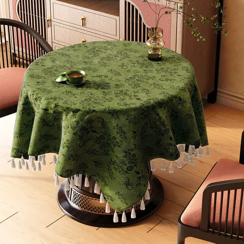 Optimized Ownkoti Vintage Branch leaf Tassel Tablecloth Innovative