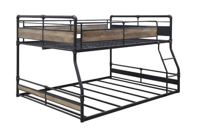 Flexible Cordelia – Full Queen Bunk Bed – Antique Oak Sandy Black amp Dark Bronze Hand-Brushed Soft