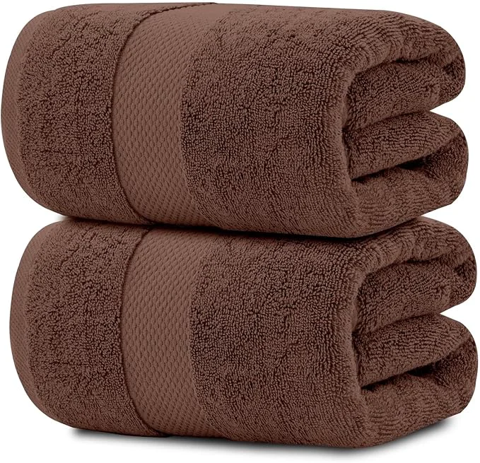 Elegant White Classic Luxury Soft Brown Bath Sheet Towels High-End
