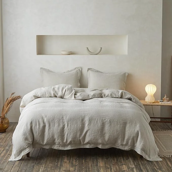 Reliable Simple amp Opulence Linen Duvet Cover Set with Crossed Embroidery Washed – 3 Pieces 1 Duvet Cover with 2 Pillow Shams Soft Breathable Farmhouse – Linen King Size Professional