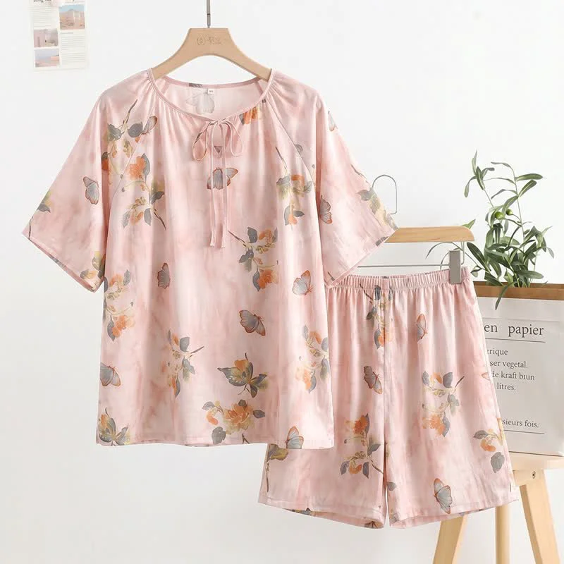 Minimalist Ownkoti Floral amp Butterfly Tie Neck Loungewear Set Advanced