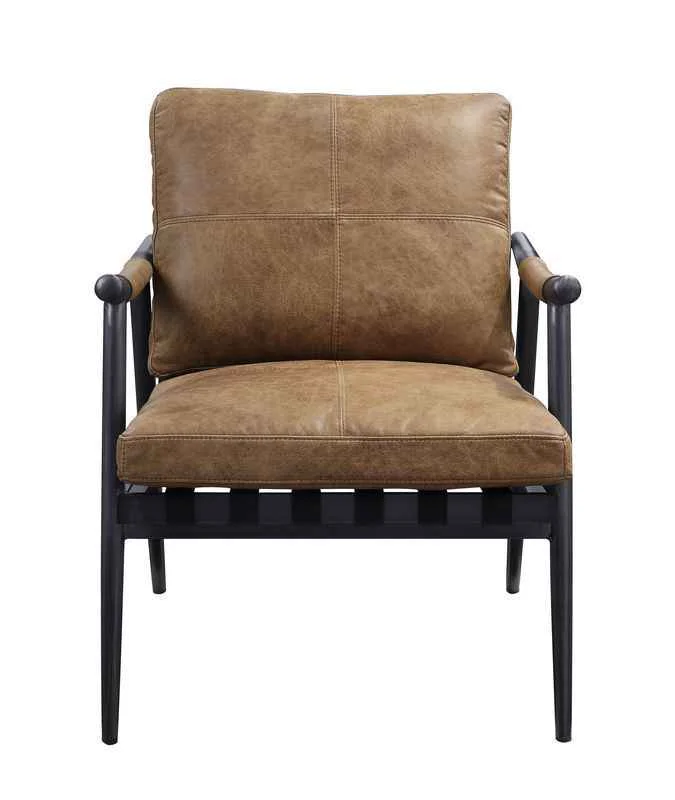 Healthy Anzan – Accent Chair – Berham Chestnut Top Grain Leather amp Matt Iron Authentic