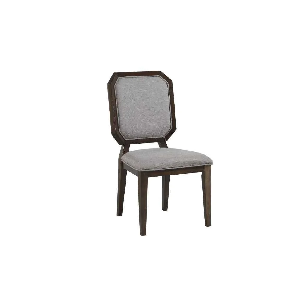 Premium Selma – Side Chair Set of 2 – Gray Fabric amp Tobacco Lightweight