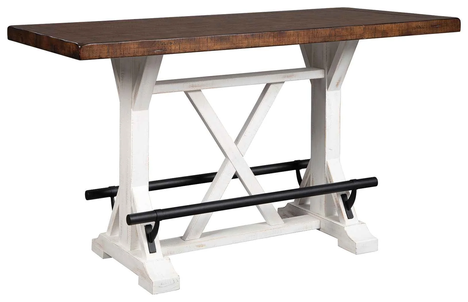 Optimized Valebeck – Rectangular Dining Room Counter Table – White Brown First-Class