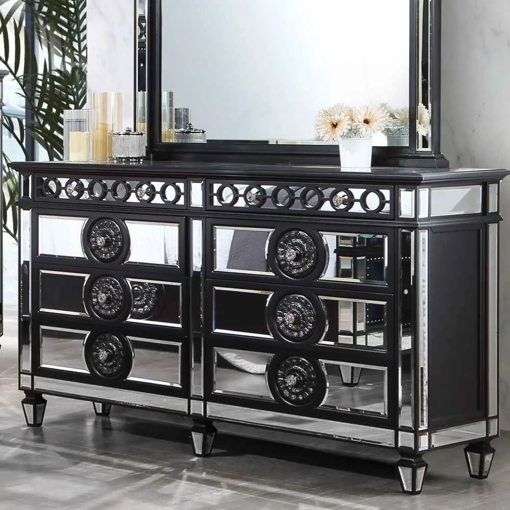 Eco-Friendly Varian II – Dresser – Mirrored Black amp Sliver Verified