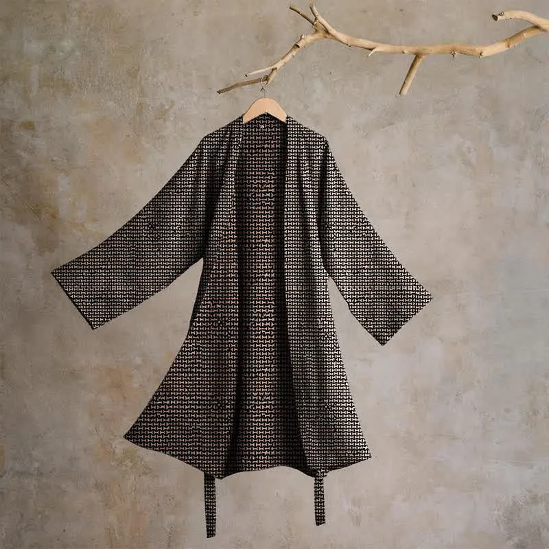 Safe Ownkoti Geometric Chevron Cotton Jacquard Kimono Robe Certified