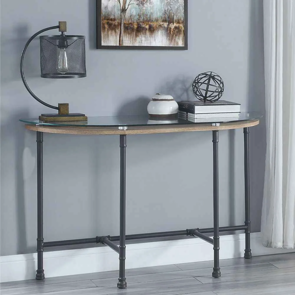 Proven Brantley – Sofa Table – Clear Glass amp Sandy Gray Original