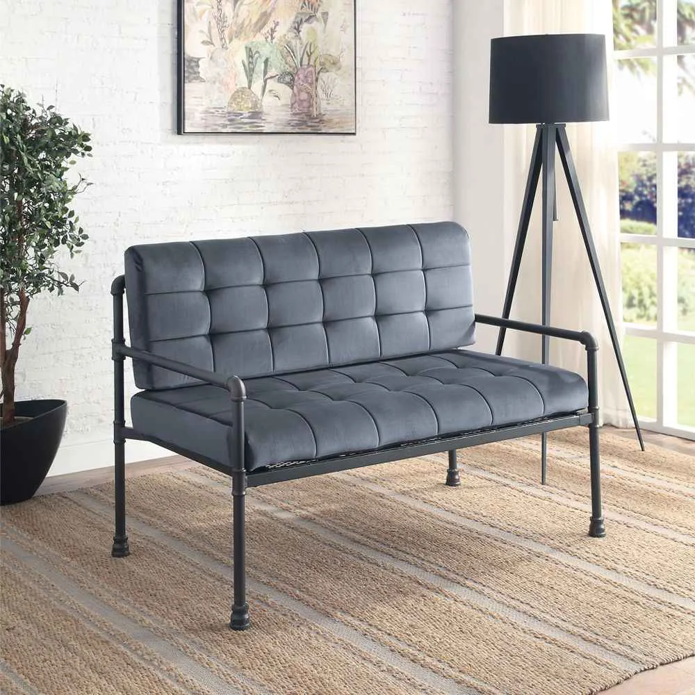 Solid Brantley – Loveseat – Gray Velvet amp Sandy Gray Elite