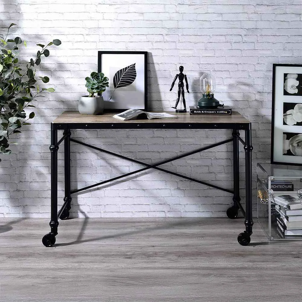 Responsible Oklarth – Writing Desk – Rustic Oak amp Black Innovative